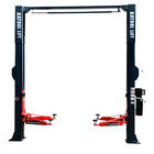 Katool KT-AS110D asymmetric two-post lift with KATOOL LIFT columns and overhead bar