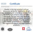 katool kt h105 bucher hydraulics iso 9001 certificate