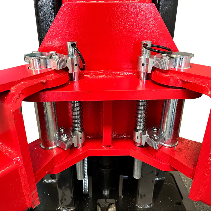 Katool KT-M150D engineering dimensional drawing showing column spacing, overall height, and arm reach in millimeters