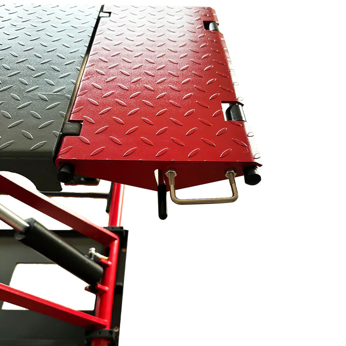 Katool KT-X77 mid-rise scissor lift with power unit, casters, and drop-in bar accessories