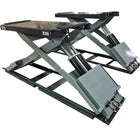 Katool KT-X99 full-rise scissor lift side angle, raised position, grey powder-coat finish