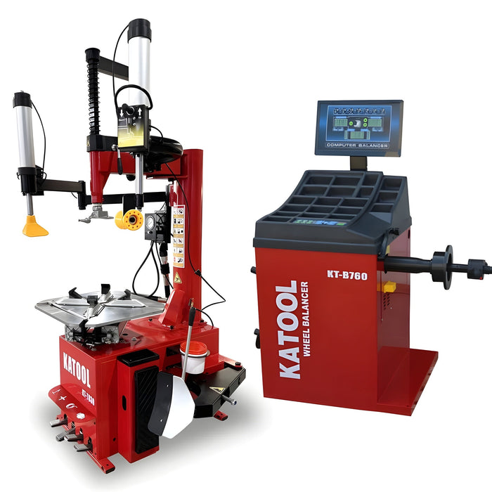 Katool KT-T830 tire changer and KT-B760 wheel balancer combo